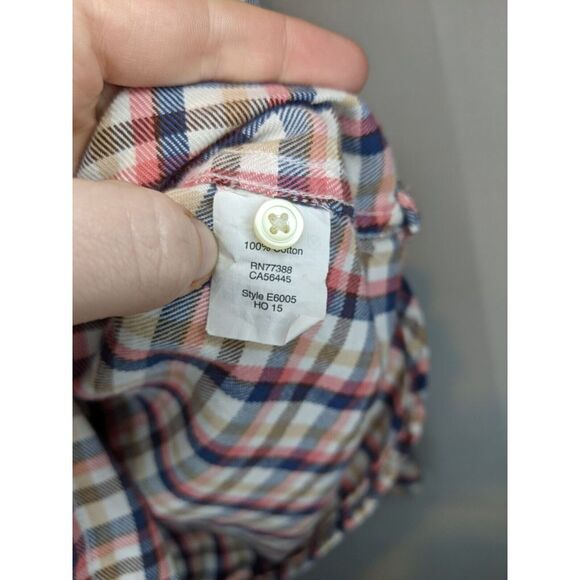 Madewell Flannel Shirt Women's Size Large Coral, Navy Blue, Tan - Picture 7 of 8